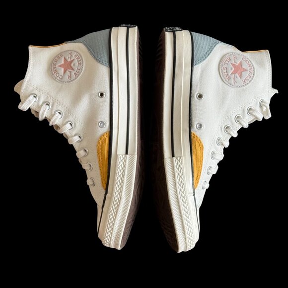 Converse Chuck 70 Color Block in Nice Looking Egret/Tidepool Grey/Yellow M8/W10 - Picture 6 of 11